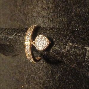 Gold Tone Floating Pave Heart Ring Size 8